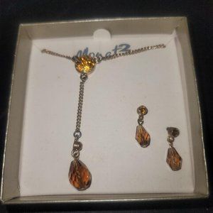 New Monet2 Amber Drop Necklace & Earrings